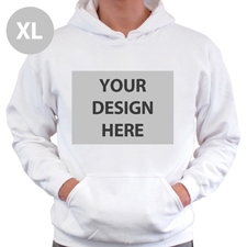 Hoodie ohne Reißverschluss Vollbild personalisiert Weiß Größe XL