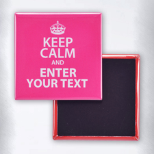 Immer mit der Ruhe Pink Quadratisch Fotobutton Magnet Personalisiert