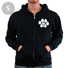 Pfote Personalisiert Gedruckt Hoody Schwarz Größe S
