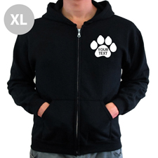 Pfote Personalisierter Hoody Schwarz XL mit Reißverschluss