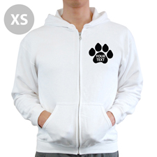 Pfote Personalisierter Hoodie Weiß XS mit Reißverschluss