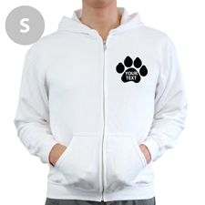 Pfote Personalisierter Hoody Weiß XL mit Reißverschluss