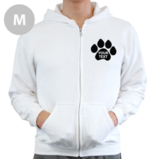 Pfote Personalisiert Gedruckt Hoody Weiß mit Reißverschluss Größe M