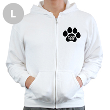 Pfote Personalisiert Hoody Weiß mit Reißverschluss  Größe L