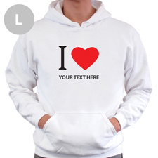 Hoodie I LOVE YOU Baumwolle mit Herz Weiß Größe L Personalisiert