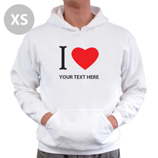 Hoodie I LOVE YOU Baumwolle mit Herz Weiß XS Personalisiert
