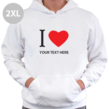 Hoodie I LOVE YOU Baumwolle mit Herz Weiß  2 XL