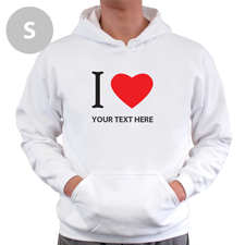 Hoodie I LOVE YOU Baumwolle mit Herz Weiß Größe S Personalisiert