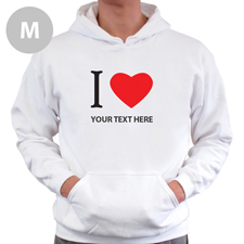 Hoodie I LOVE YOU Baumwolle mit Herz Weiß Größe M Personalisiert