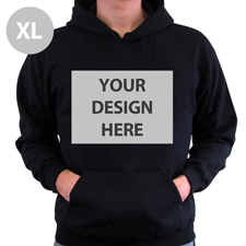 Hoodie ohne Reißverschluss personalisiert Schwarz Größe XL