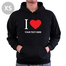 Hoodie I LOVE YOU Baumwolle mit Herz Schwarz XS Personalisiert
