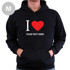 Hoodie I LOVE YOU Baumwolle mit Herz Schwarz Größe M Personalisiert
