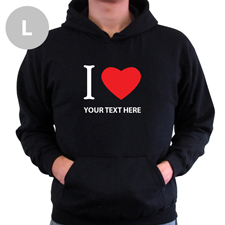 Hoodie I LOVE YOU Baumwolle mit Herz Schwarz Größe L Personalisiert
