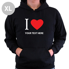 Hoodie I LOVE YOU Baumwolle mit Herz Schwarz XL Personalisiert