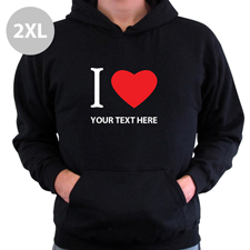 Hoodie I LOVE YOU Baumwolle mit Herz Schwarz 2XL Personalisiert
