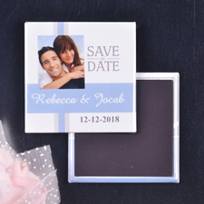Hochzeit Save the Date Wassergrau Solider Magnetbutton