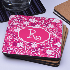 Personalisiertes Monogramm Pink Blumenmuster Bierdeckel