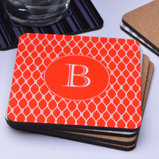 Personalisiertes Monogramm mit Muster Rot Bierdeckel Kunststoff und Kork