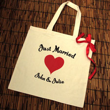 Rotes Herz Frisch Verheiratet Stofftasche Personalisieren