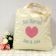 Pinkes Herz Frisch Verheiratet Stofftasche Personalisieren