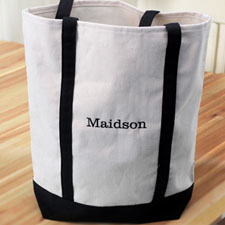 Bestickte Stofftasche Medium Schwarz