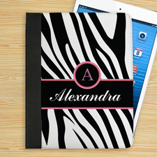 Schwarzes Zebramuster iPad Folio Case Luxus Personalisieren