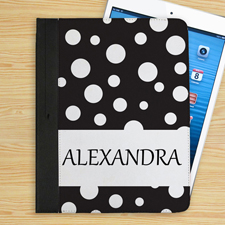 Schwarz Name und Pünktchen iPad Folio Case Personalisieren