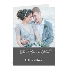 Klassische Hochzeitskarte, Hochformat 12,7 cm x 17,8 cm, Doppelkarte Anthrazit