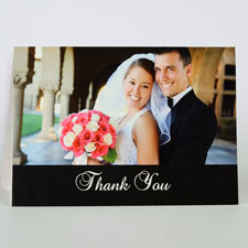 Klassische Hochzeitskarte, Querformat 12,7 cm x 17,8 cm, Doppelkarte Schwarz