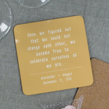 Gelb Gold Bierdeckel Kunststoff und Kork Text eingeben Einzelstück
