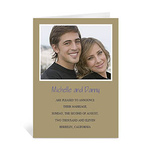 Zeitlose Hochzeitskarte, Hochformat 12,7 cm x 17,8 cm, Doppelkarte Gold, geteilt