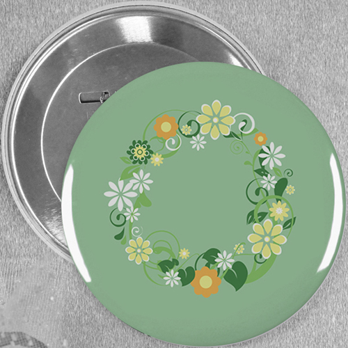 Blaue Blume Hochzeit Button 76mm