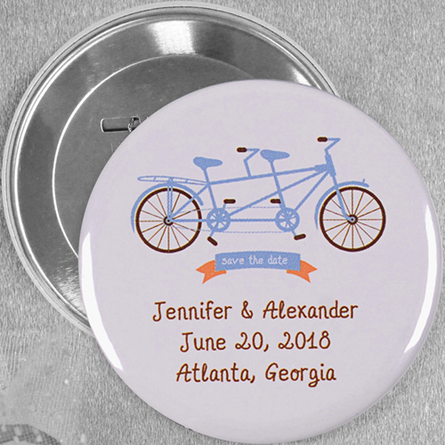Tandem Hochzeit Button 76mm Personalisiert