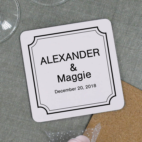 Klassischer Rahmen Save the Date Bierdeckel Hochzeit