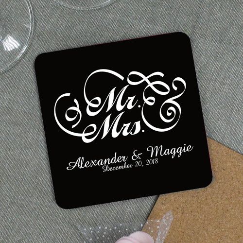 Mr. and Mrs. Personalisiert für die Hochzeit Bierdeckel