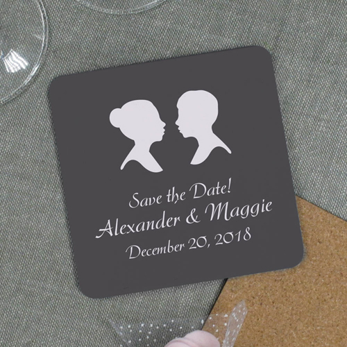 Scherenschnitt Silhouette Hochzeit Dankeschön Bierdeckel