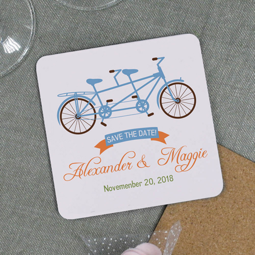 Tandem Fahrrad Save the Date Bierdeckel