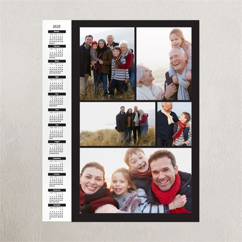 Schwarz Hochformat Posterkalender Collage fünf Fotos 40,6 x 50,8 cm