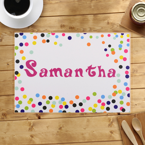 Bunte Confetti Personalisierte Tischsets Deckchen
