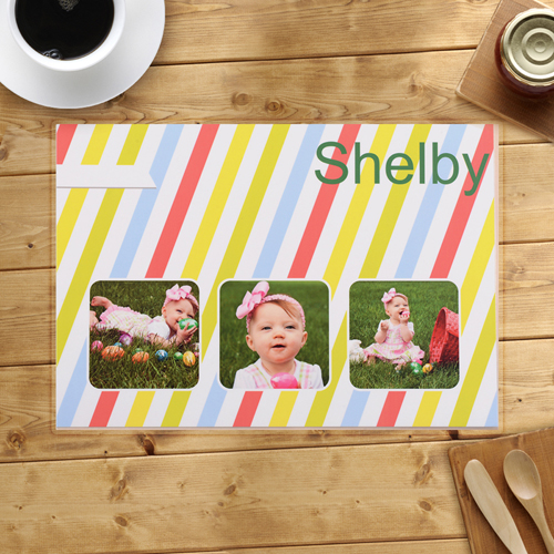 Bunte Schrägstreifen Personalisierter Tischset