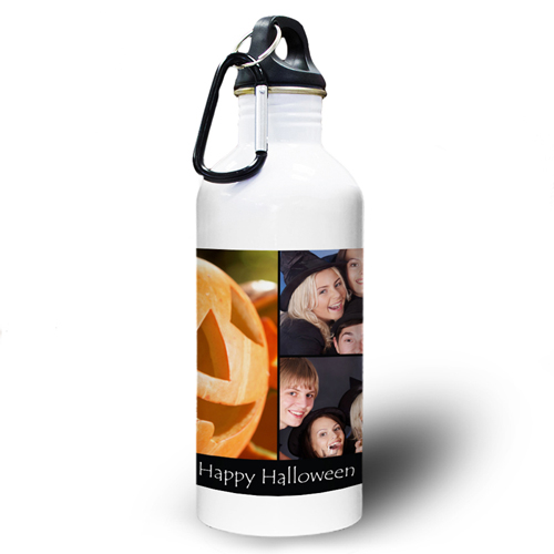Collage Drei Fotos Schwarz Textbox Wasserflasche zum Personalisieren