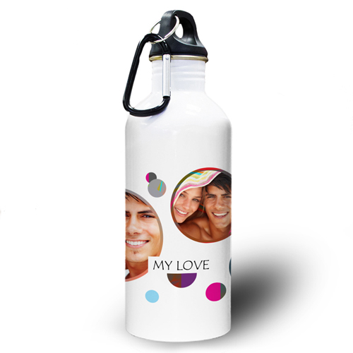 Bunte Punkte Dreier Collage Wasserflasche Textbox