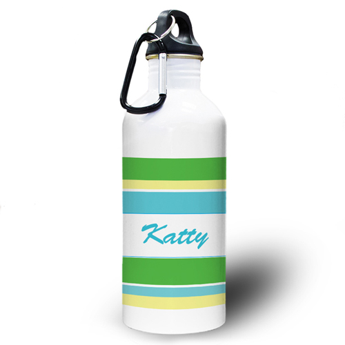 Grün Gelb Gestreift Wasserflasche Mein Design