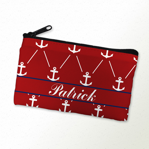 Weißer Anker auf Rot Kosmetiktasche 10,2 x 17,8 cm