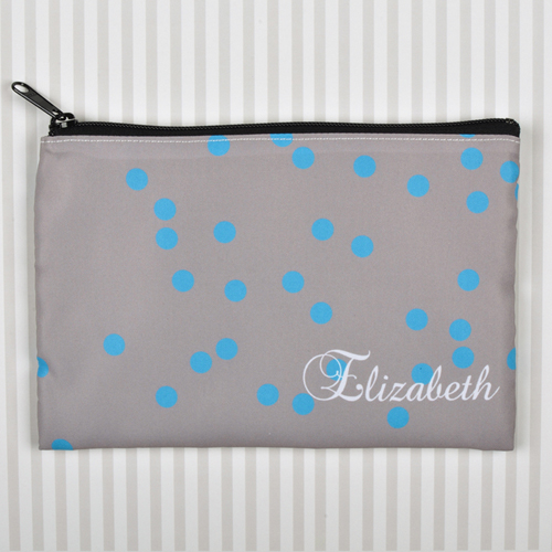 Hellblaus Punkte Kosmetiktasche 15,2 x 22,9 cm Personalisieren