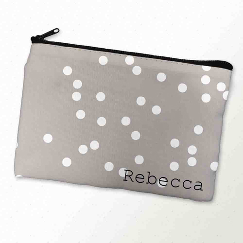 Weiße Punkte Kosmetiktasche 15,2 x 22,9 cm Personalisieren