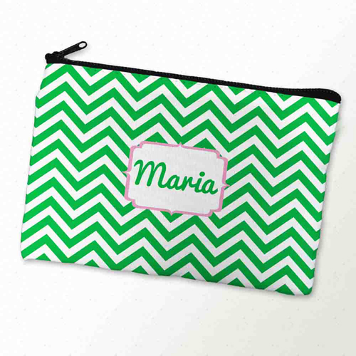 Grüne Kosmetiktasche Monogramm 15,2 x 22,9 cm
