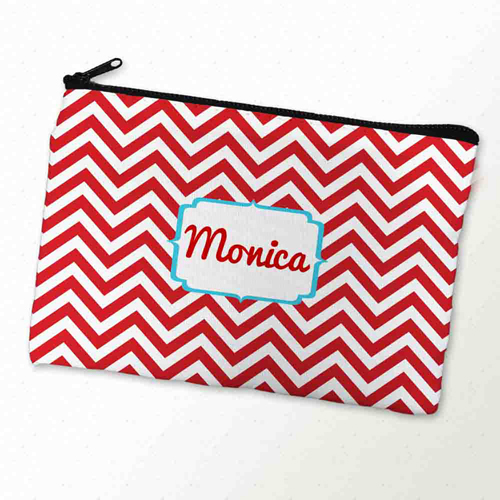 Rote Kosmetiktasche Monogramm 15,2 x 22,9 cm