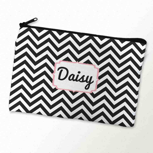 Schwarze Kosmetiktasche Monogramm 15,2 x 22,9 cm