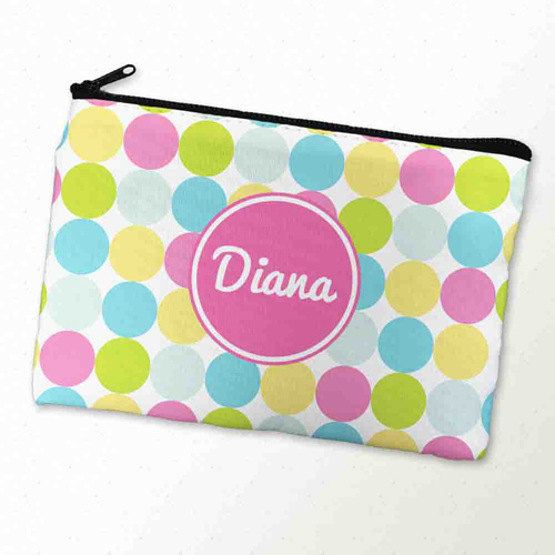 Große Punkte Pink Weiß Schminktasche 15,2 x 22,9 cm